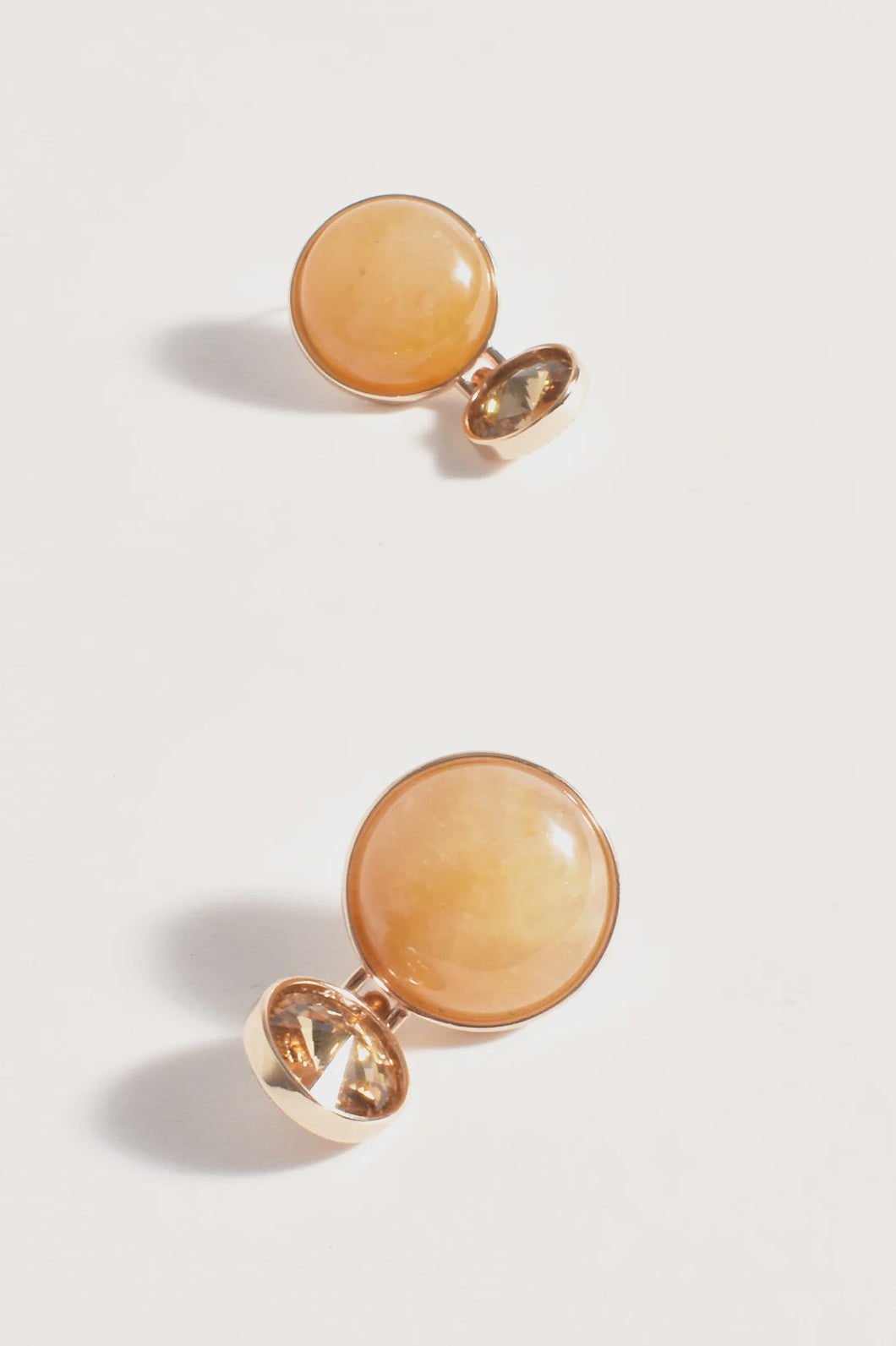 Stone Glass Mid Drop Earring Camel