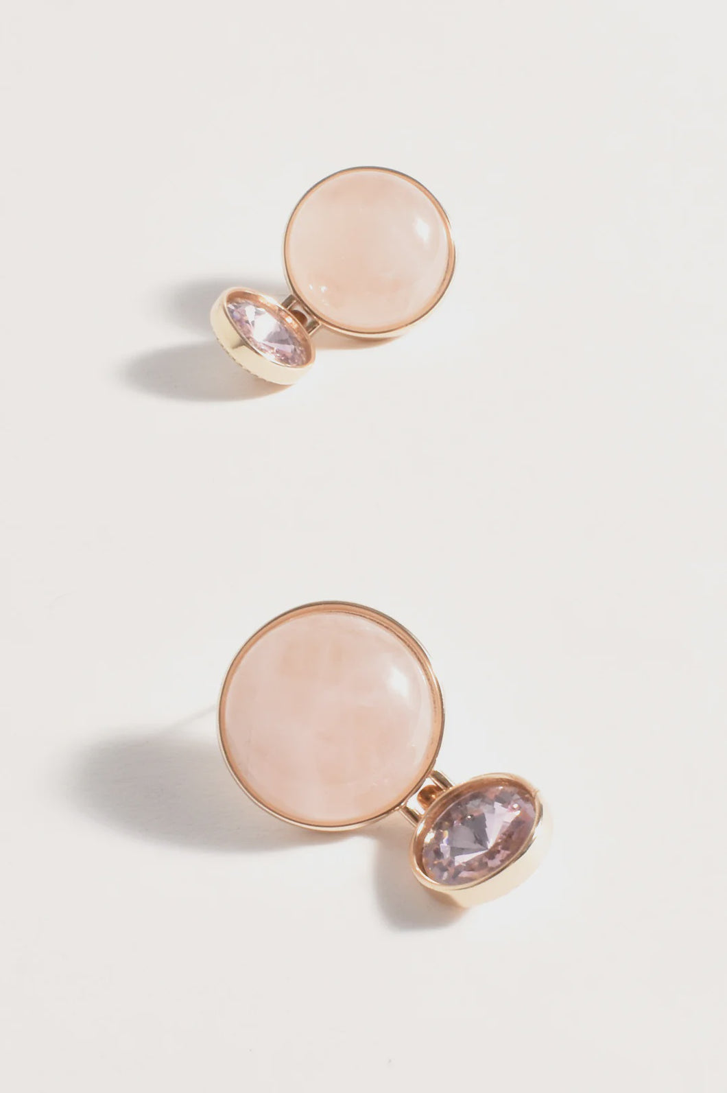 Stone Glass Mid Drop Earring Pink