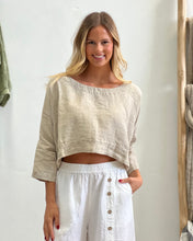 Load image into Gallery viewer, Elena Crop Linen Top Natural
