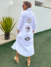 Load image into Gallery viewer, All Eyes Shirt Dress White
