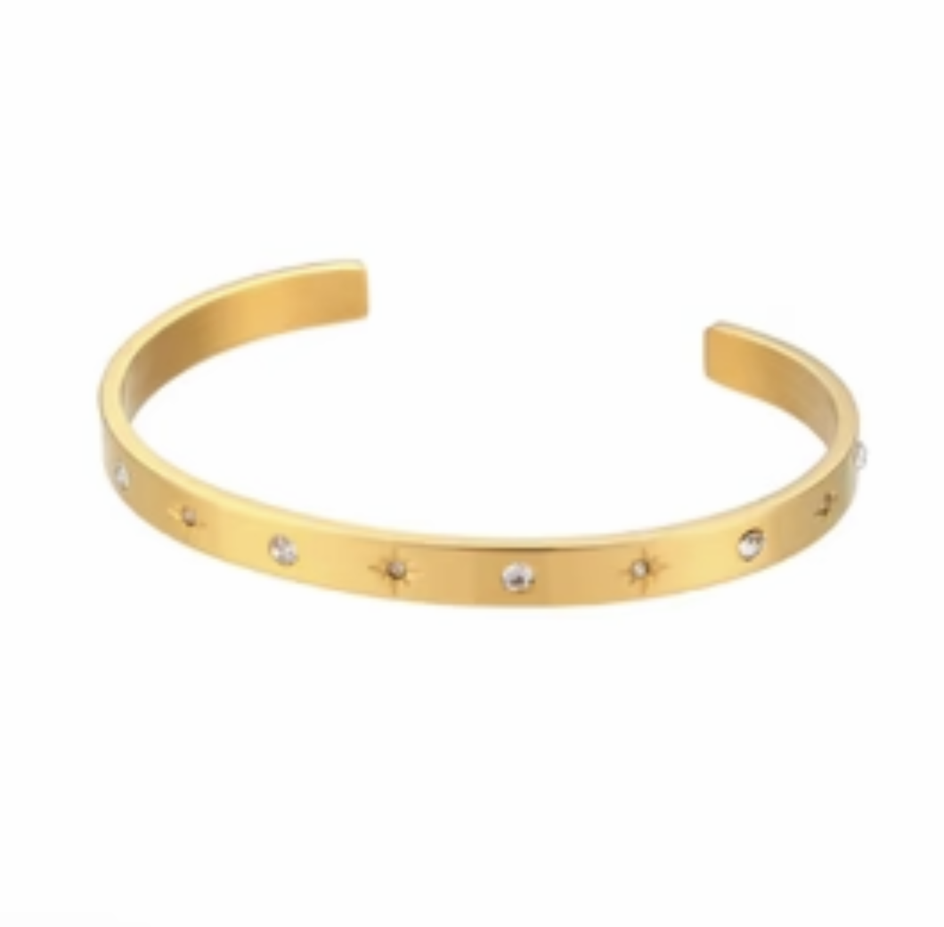 Sandy Stainless Steel 18K Gold Plated Cuff Bangle