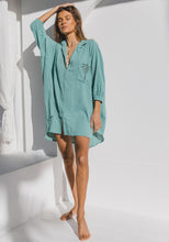Load image into Gallery viewer, Palm Shirt Dress Sea Green - PRE ORDER
